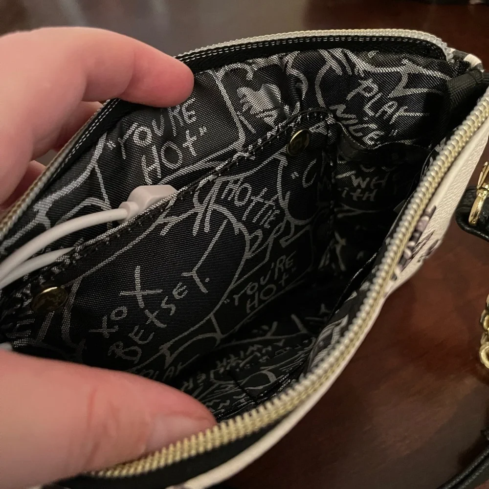Betsey Johnson black and white rose clutch/crossbody - Picture 7 of 7